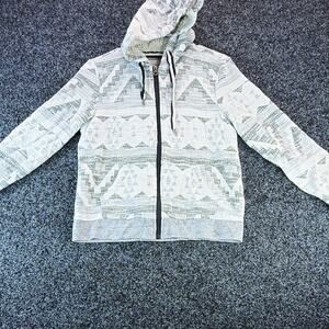 Soho Threads Women's Gray/White Geometric Aztec Full Zip Hoodie Pockets S